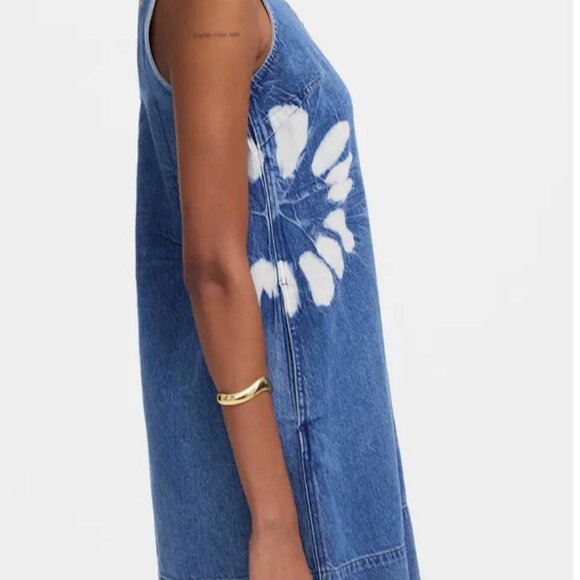 Madewell Tie-Dye Daisy Denim Shift Dress – Size Large - Picture 3 of 6